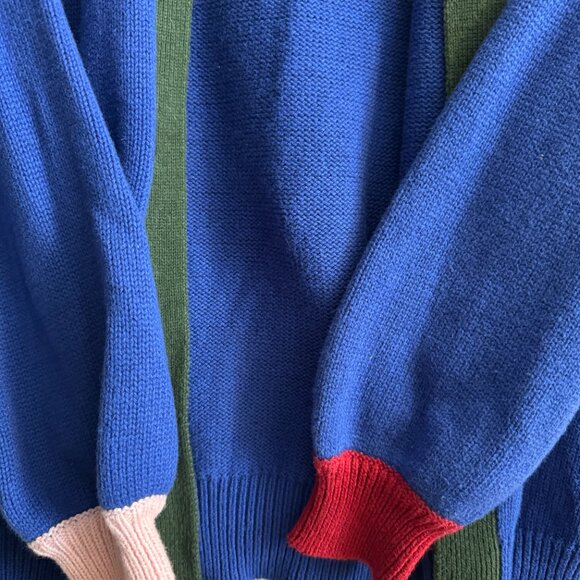 LIKE NEW | MODCLOTH - Oversized Chunky Colourblock Blue Sweater | Size M - Picture 2 of 8